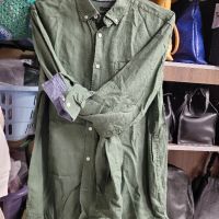 мъжка зелена ленена риза- L размер, снимка 1 - Ризи - 45429961