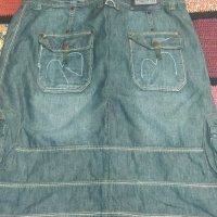 L-XL Дънкова пола с интересни джобове, снимка 1 - Поли - 40102293