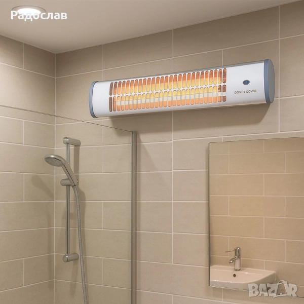 Кварцова отоплителна печка за баня Rosberg – 1200W, бял, снимка 1