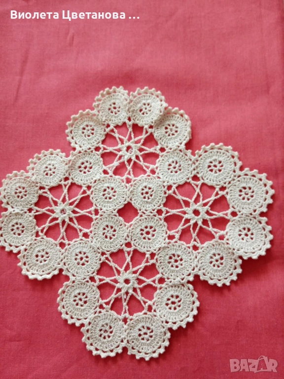 Ръчно плетена на една кука салфетка, снимка 1