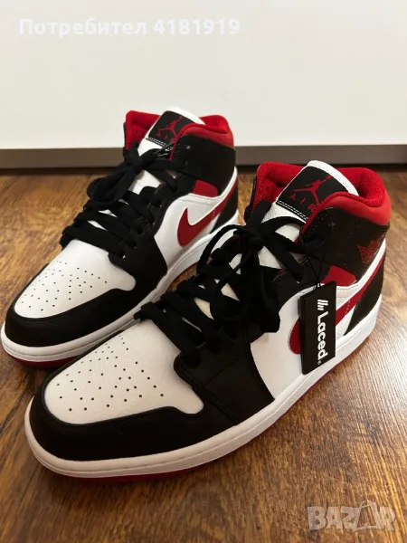 Air Jordan 1 Mid Black Gym Red, снимка 1