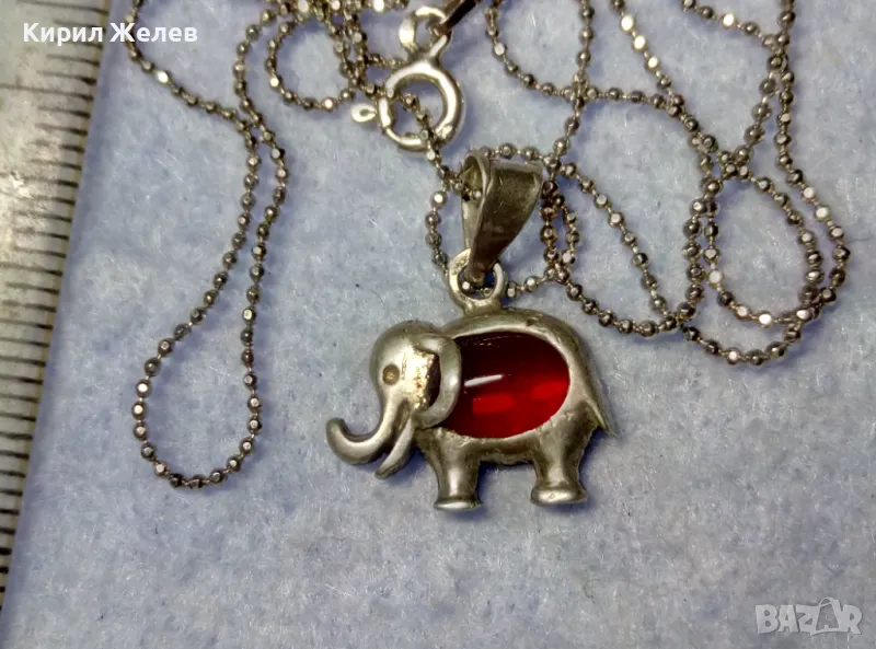 СКЪПОЦЕННО СРЕБЪРНО СЛОНЧЕ КОЛИЕ с ФИГУРАЛЕН АРТ ПЕНДАНТ с НЕЖНА СРЕБЪРНА ВЕРИЖКА СРЕБРО 925 25778, снимка 1