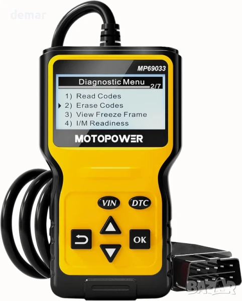 MOTOPOWER MP69033 OBD2 скенер, CAN диагностичен инструмент за всички автомобили с OBD II протокол, снимка 1