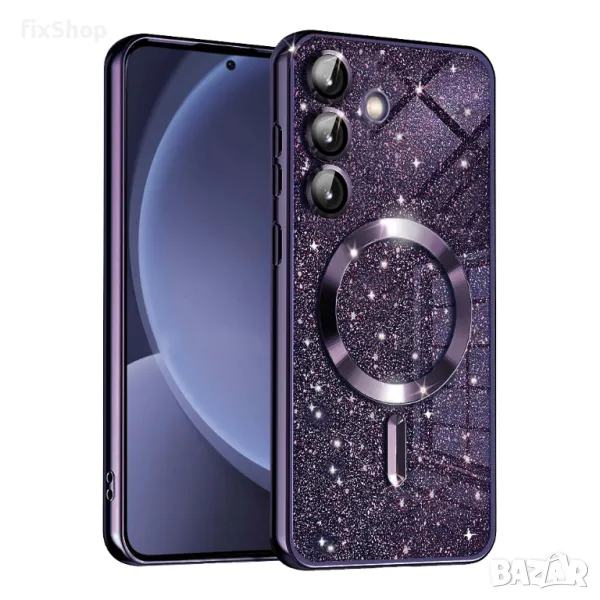 Калъф fixGuard - Luxury Glitter MagSafe - Samsung Galaxy S25 - Deep Purple, снимка 1