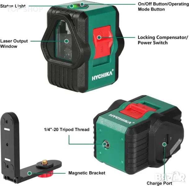 Лазерен нивелир HYCHIKA- зелен лазер, снимка 1
