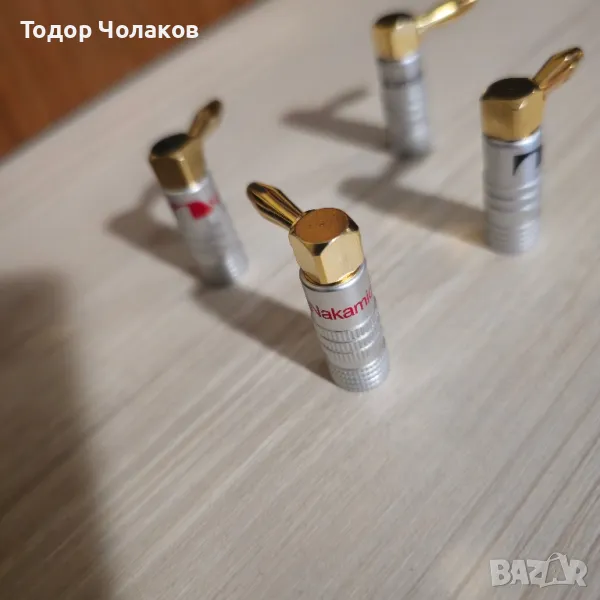 Nakamichi 4 броя конектори,тип banana позлатени 24к, снимка 1