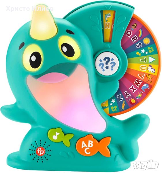 Fisher Price Интерактивна Образователна Музикална светеща рибка с азбуката , снимка 1