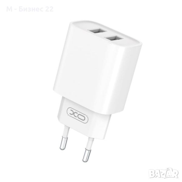 Зарядно за телефон CE02C, стенно,  2 x USB, 2.1A, бяло – XO, снимка 1