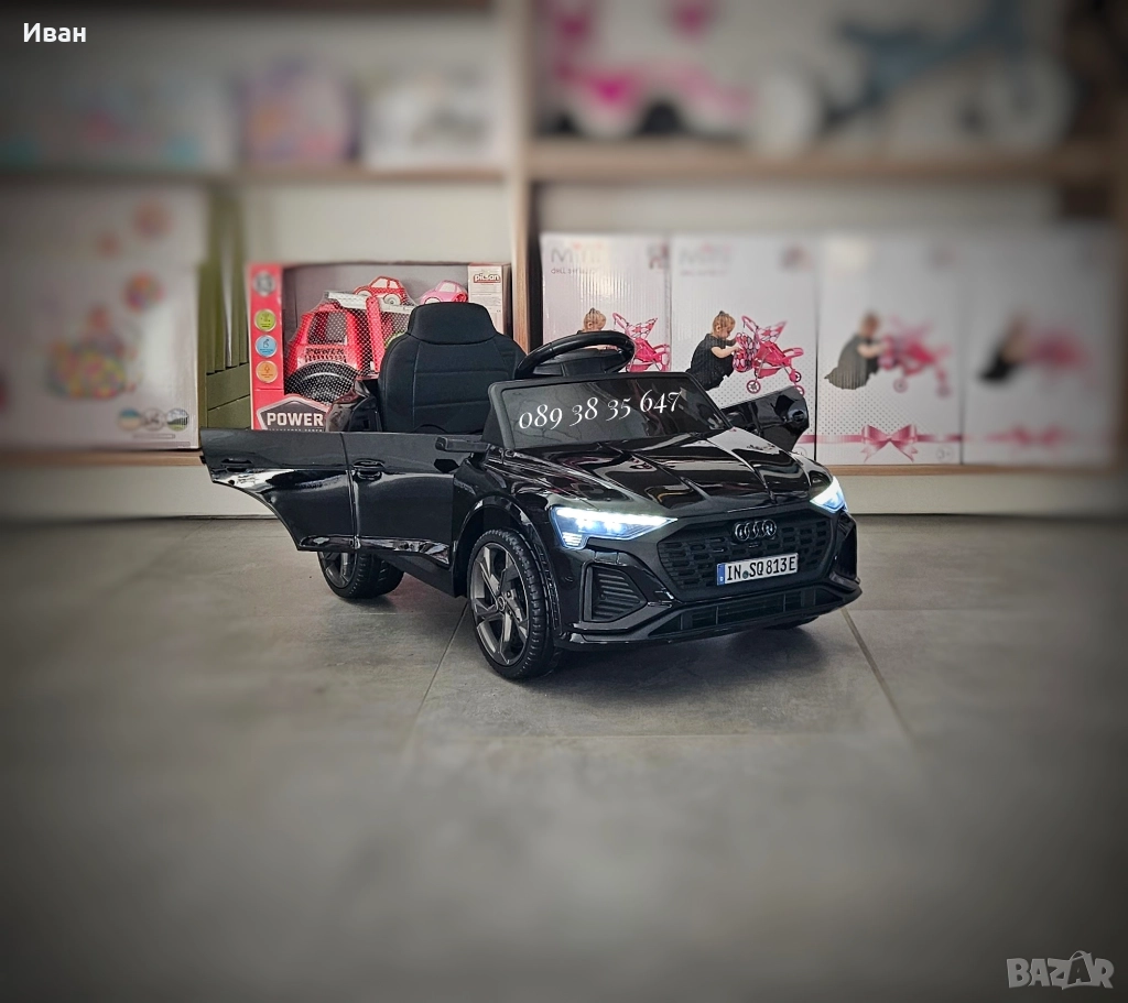 ПРОМОЦИЯ ДО 24.12!НОВО!Акумулаторен джип Audi SQ8 BLACK с 12V батерия,меки гуми, снимка 1
