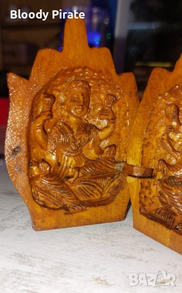 Стара миниатюра дърворезба Буда , снимка 1