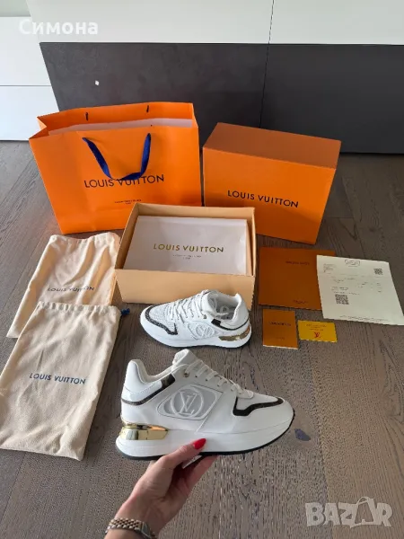 Louis Vuitton дамски сникърси маратонки обувки бели естествена кожа, снимка 1