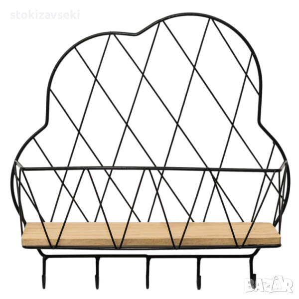 Метална черна етажерка със закачалки, снимка 1