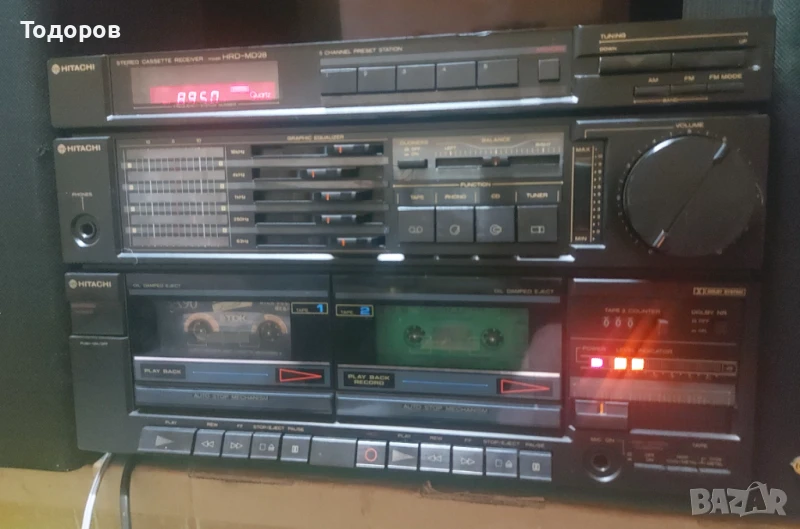 Hitachi HRD-MD28 & Htachi HS-E38 AM-FM Stereo Cassette Recorder & 2Way Bassreflex, снимка 1