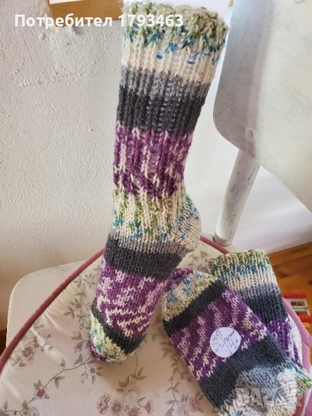 Ръчно плетени мъжки/дамски/ чорапи размер 39, снимка 1