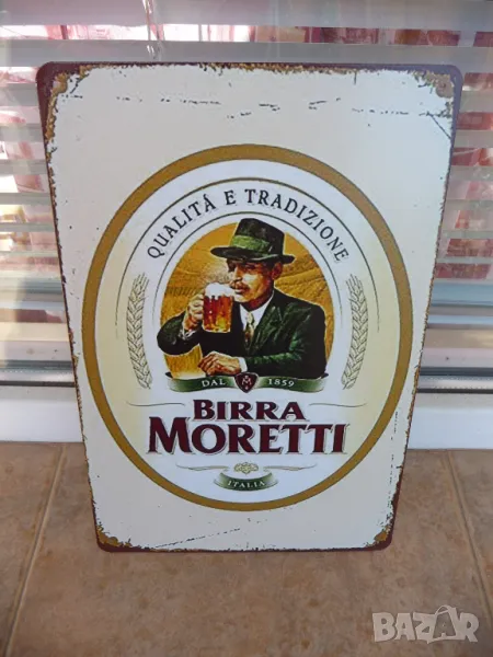 Метална табела бира Birra Moretti италиянска реклама хубава бар, снимка 1