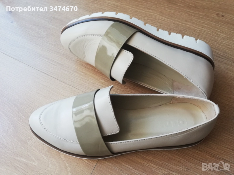 Дамски обувки лофери бежови (нови, размер 40)., снимка 1