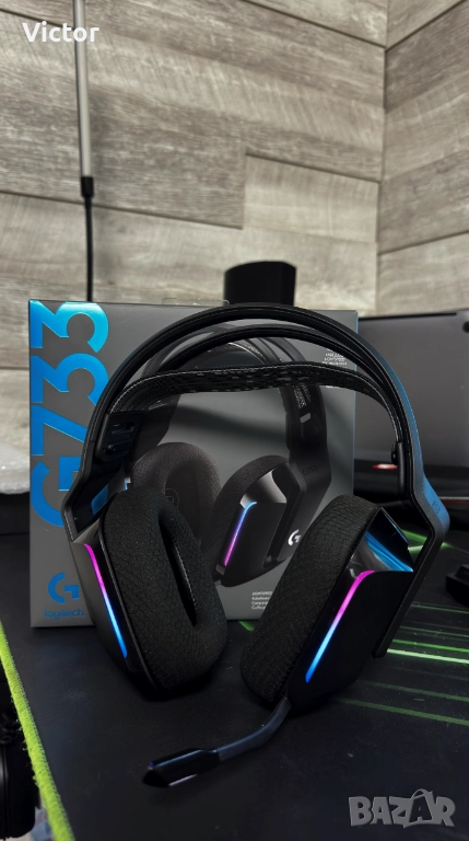 Гейминг слушалки Logitech - G733, lightspeed wireless, безжични, черни, снимка 1