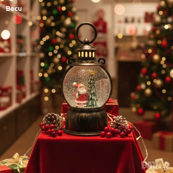 Коледен Лед фенер с Дядо Коледа, снимка 1