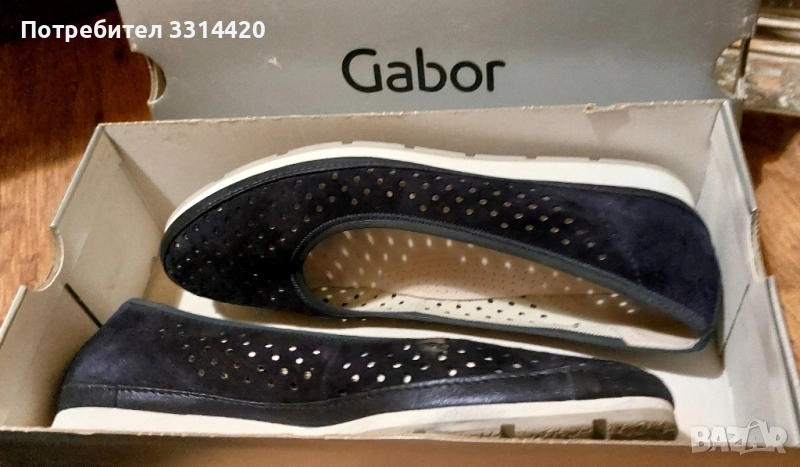 Gabor, велурени балеринки, тъмносини 39, снимка 1