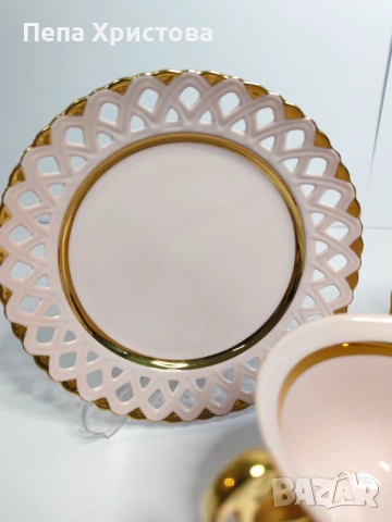 Чаша за чай от розов порцелан Haas & Czjzek (в Ходов, Чехия). , снимка 8 - Чаши - 53578994