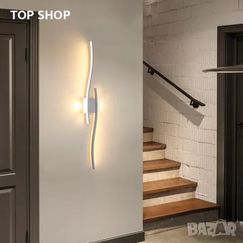 Красива модерна LED стенна вътрешна лампа, 27W LED топло бяло 3000K, 5,5 * 14 * 89 cm, черна ; бяла, снимка 4 - Лед осветление - 49627437