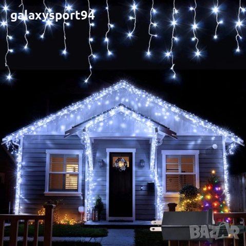 Бяла Светеща завеса 6метра х 60см с Флаш Ефект тип Висулка, снимка 2 - Декорация за дома - 51645229