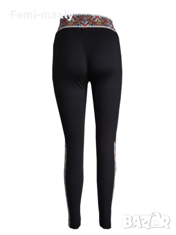 Go fit 0711 Дамски дълъг спортен клин с шевици - черен, снимка 4 - Клинове - 53424317