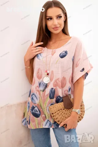 Дамска памучна риза с флорална шарка, 8цвята , снимка 9 - Ризи - 49882008