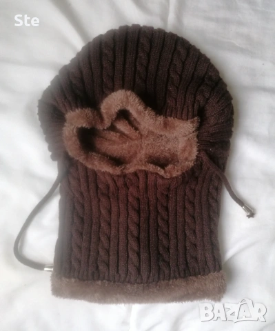 Нова шапка и шал с връзки, снимка 2 - Шапки, шалове и ръкавици - 53681700