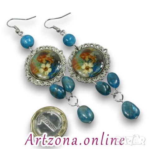 ⚜️ Обеци с апатит и естествени цветя №3047