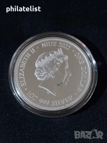 Ниуе 2022 - 1 долар - Комодски варан и Тигър , 1 OZ сребърна монета BU, снимка 3 - Нумизматика и бонистика - 50151493