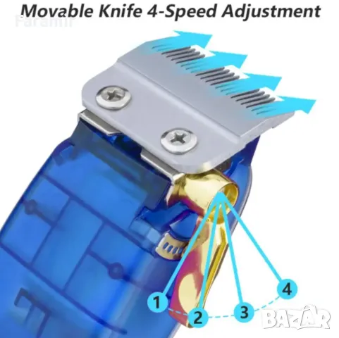 Професионална машинка за подстригване Kemei KM-2706PG, 6 приставки, Многоцветен, снимка 5 - Машинки за подстригване - 49796879