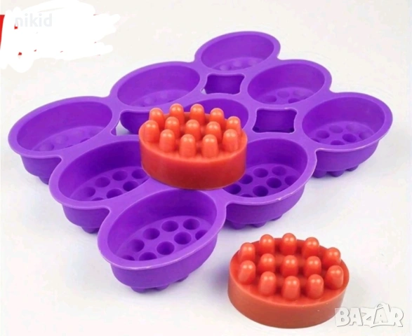 9 гнезда Силиконов молд форма калъп за направа на ексфолиращ масажен масажиращ сапун
