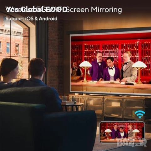 AKIYO мини проектор 8000LM с трипод, снимка 2 - Плейъри, домашно кино, прожектори - 53628230