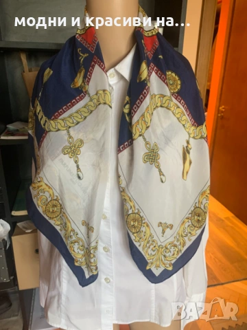 Разкошен копринен винтидж шал Parfums Creatifs Paris, снимка 3 - Шалове - 53632152