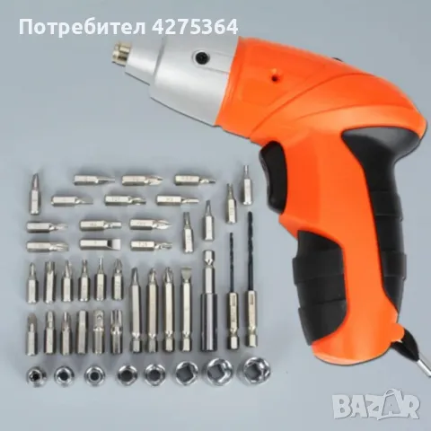 Компактен акумулаторен винтоверт 4.8V с 45 части, снимка 3 - Винтоверти - 48694600