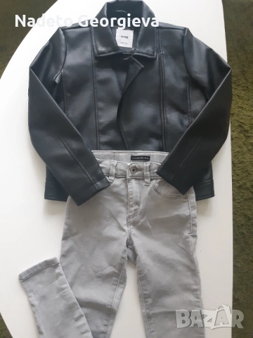 Комплект детско кожено яке и дънки, р-р 128 и 134