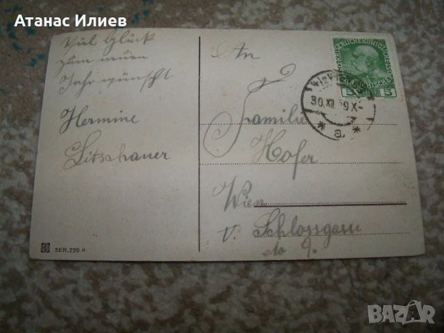 Стара австрийска новогодишна пощенска картичка с прасе, снимка 2 - Филателия - 50773499