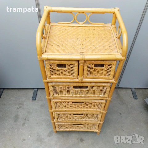 Етажерка , Ратан с 6 чекмиджета 45х35х108см, снимка 2 - Етажерки - 54018285