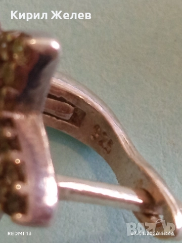 Блестящи сребърни обеци с ювелирно фасетиран Смарагд и кристали ювелирна изработка 25914, снимка 6 - Обеци - 52961873