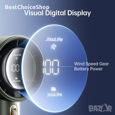 Преносим вентилатор Регулируема скорост 1-100 Турбо Презареждаем 3600mAh Дигитален дисплей, снимка 11 - Вентилатори - 54088152