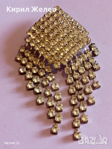 БРОШКА SWAROVSKI посребрена АРТ ДЕКО стил кристална 52235, снимка 2 - Други ценни предмети - 52544821