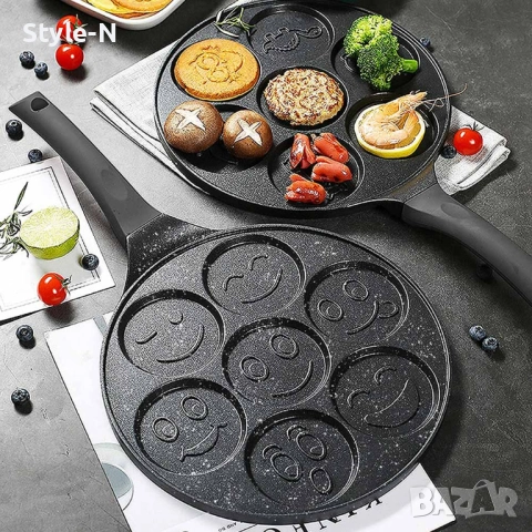 Тиган с усмивки за палачинки или омлет, 26см, незалепващо мраморно покритие, Ruhhy, снимка 12 - Съдове за готвене - 51689606