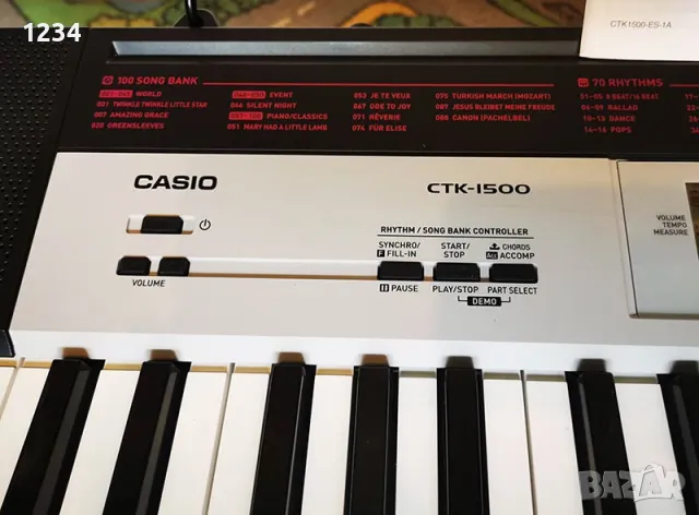 синтезатор клавир CASIO CTK-1500 пиано с 5 октави и плътни клавиши, снимка 5 - Синтезатори - 47135368