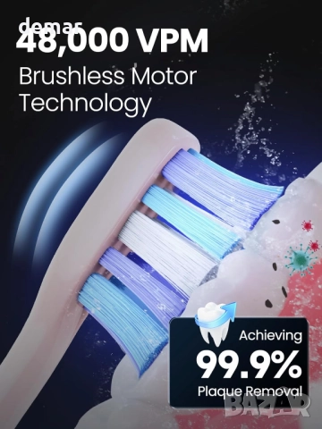 Електрическа четка за зъби Marlincare, IPX8, 48 000 VPM, 5 режима, 4 глави, розова, снимка 5 - Други - 51923839