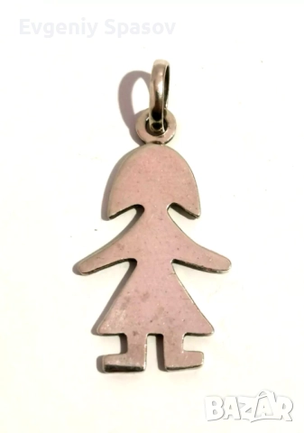 Винтидж Италианска Сребърна Висулка UNO-A-ERRE Симпатично Момиче