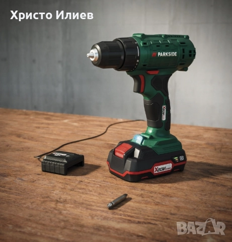 Parkside Акумулаторен пробивен винтоверт 20V Li-Ion PBSA 20-Li A1 батерия и зарядно, снимка 2 - Винтоверти - 51652300