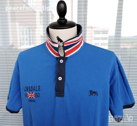 Lonsdale - мъжка  синя  тениска с яка размер XL, снимка 2 - Тениски - 45269559