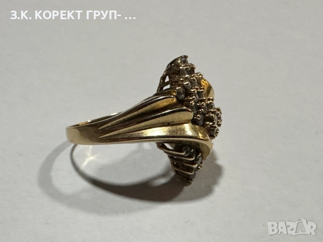 Златен дамски пръстен 14к, 6,57гр, снимка 7 - Пръстени - 53976666