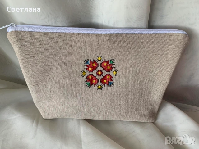 Несесер или калъф за книга от лен с бродиран текст по ваш избор, снимка 11 - Други - 45835364